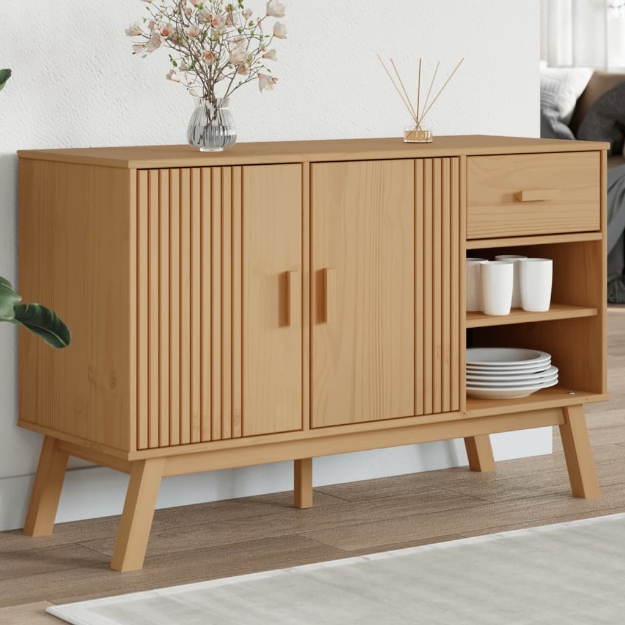 Credenza OLDEN Marrone 114x43x73,5 cm in Legno Massello di Pino