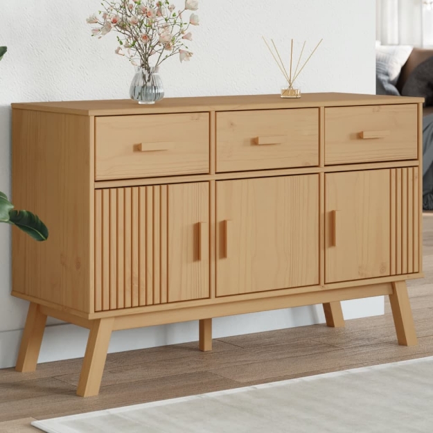 Credenza OLDEN Marrone 114x43x73,5 cm in Legno Massello di Pino