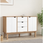 Credenza OTTA Marrone e Bianco 113,5x43x73 cm in Legno di Pino