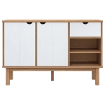 Credenza OTTA Marrone e Bianco 114x43x73,5 cm in Legno di Pino