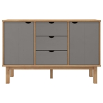 Credenza OTTA Marrone e Grigio 113,5x43x73 cm in Legno di Pino