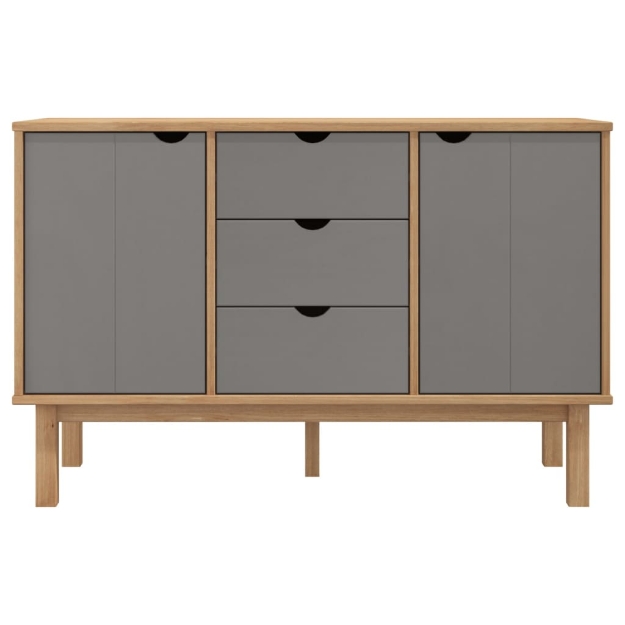 Credenza OTTA Marrone e Grigio 113,5x43x73 cm in Legno di Pino