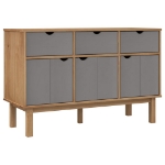 Credenza OTTA Marrone e Grigio 114x43x73,5 cm in Legno di Pino