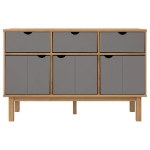 Credenza OTTA Marrone e Grigio 114x43x73,5 cm in Legno di Pino