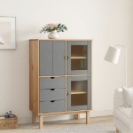 Credenza OTTA Marrone e Grigio 85x43x125 cm in Legno di Pino