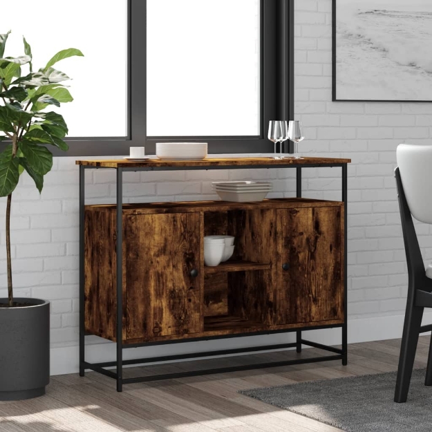 Credenza Rovere Fumo 100x35x80 cm in Legno Multistrato