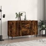 Credenza Rovere Fumo 100x36x60 cm in Legno Multistrato