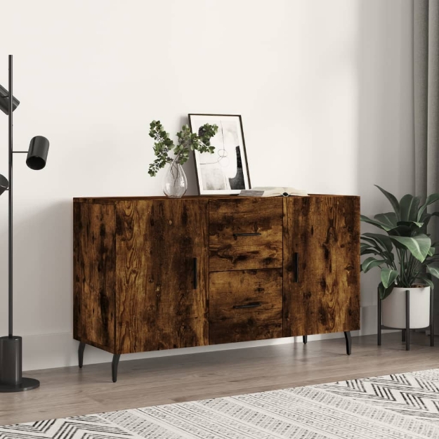 Credenza Rovere Fumo 100x36x60 cm in Legno Multistrato