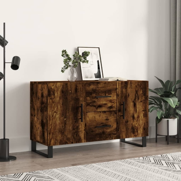 Credenza Rovere Fumo 100x36x60 cm in Legno Multistrato