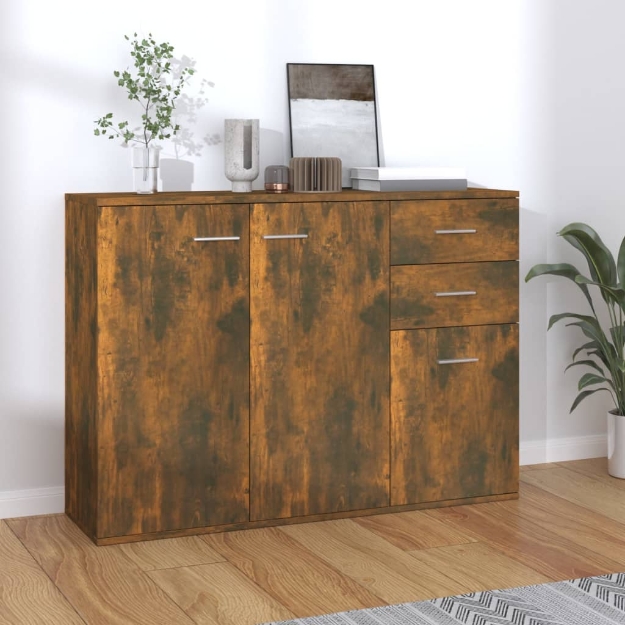 Credenza Rovere Fumo 105x30x75 cm in Legno Multistrato