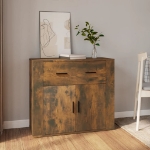 Credenza Rovere Fumo 80x33x70 cm in Legno Multistrato