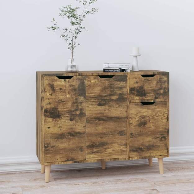 Credenza Rovere Fumo 90x30x72 cm in Legno Multistrato