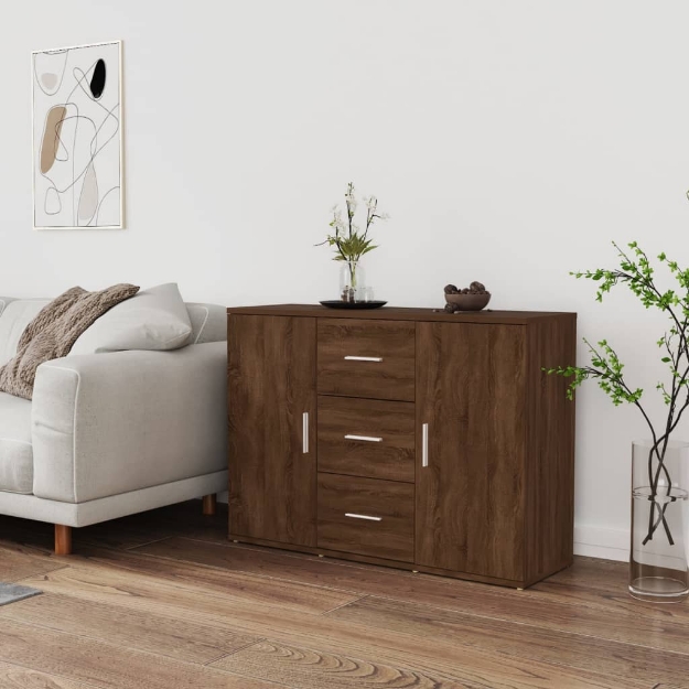 Credenza Rovere Marrone 91x29,5x65 cm in Legno Multistrato