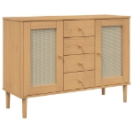 Credenza SENJA Aspetto Rattan 112x40x80 cm Legno Massello Pino