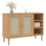 Credenza SENJA Aspetto Rattan 112x40x80 cm Legno Massello Pino