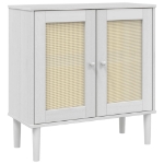 Credenza SENJA Aspetto Rattan Bianco 80x35x80 cm Massello Pino