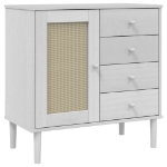 Credenza SENJA Aspetto Rattan Bianco 80x40x80 cm Massello Pino