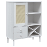 Credenza SENJA Aspetto Rattan Bianco 90x40x112cm Massello Pino