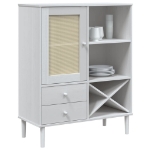 Credenza SENJA Aspetto Rattan Bianco 90x40x112cm Massello Pino