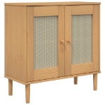 Credenza SENJA Aspetto Rattan Marrone 80x35x80 cm Massello Pino