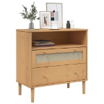 Credenza SENJA Aspetto Rattan Marrone 80x40x80 cm Massello Pino