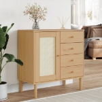 Credenza SENJA Aspetto Rattan Marrone 80x40x80 cm Massello Pino