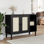 Credenza SENJA Aspetto Rattan Nero 112x40x80 cm Massello Pino