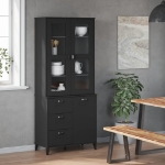 Credenza VIKEN Nera 80x40x190 cm in Legno Massello di Pino