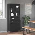 Credenza VIKEN Nera 80x40x190 cm in Legno Massello di Pino