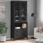 Credenza VIKEN Nera 80x40x200 cm in Legno Massello di Pino