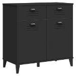 Credenza VIKEN Nera 80x40x80 cm in Legno Massello di Pino