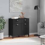 Credenza VIKEN Nera 80x40x80 cm in Legno Massello di Pino