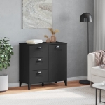 Credenza VIKEN Nera 80x40x80 cm in Legno Massello di Pino