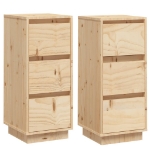 Credenze 2 pz 32x34x75 cm in Legno Massello di Pino