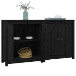 Credenze 2 pz Nero 70x35x80 cm in Legno Massello di Pino