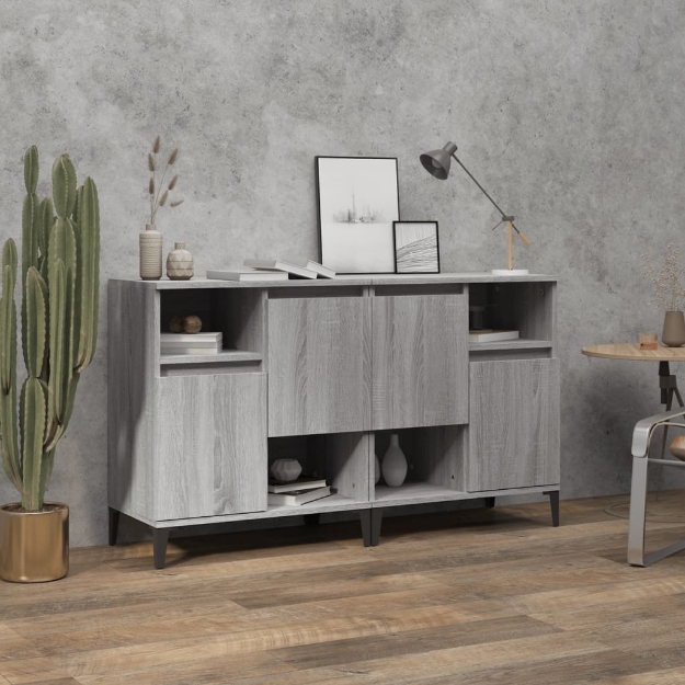 Credenze 2pz Grigio Sonoma 60x35x70 cm in Legno Multistrato