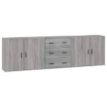 Credenze 3 pz Grigio Sonoma in Legno Multistrato