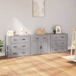 Credenze 3 pz Grigio Sonoma in Legno Multistrato