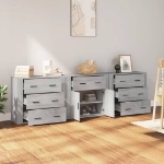 Credenze 3 pz Grigio Sonoma in Legno Multistrato