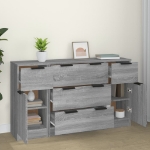 Set di Credenze 3 pz Grigio Sonoma in Legno Multistrato