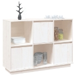 Credenza Bianca 110,5x35x80 cm in Legno Massello di Pino