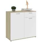 Credenza Bianca e Rovere Sonoma 80x36x75cm in Legno Multistrato