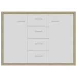 Credenza Bianca e Rovere Sonoma 88x30x65cm in Legno Multistrato