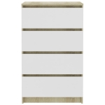 Credenza Bianca e Sonoma 60x35x98,5 cm in Legno Multistrato