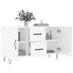 Credenza Bianco Lucido 100x36x60 cm in Legno Multistrato