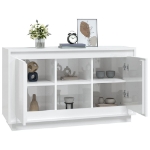 Credenza Bianco Lucido 102x35x60 cm in Legno Multistrato