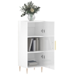 Credenza Bianco Lucido 34,5x34x90 cm in Legno Multistrato