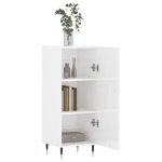 Credenza Bianco Lucido 34,5x34x90 cm in Legno Multistrato