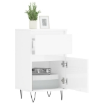 Credenza Bianco Lucido 40x35x70 cm in Legno Multistrato