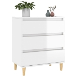 Credenza Bianco Lucido 60x35x70 cm in Legno Multistrato